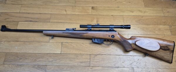 Superbe carabine de chasse et tir Walther KKJ - Cal 22 Hornet - Détente Stetcher - Chargeur 5 coups - Lunette Zielkar 4 à réticule N°1 - Haute précision - Arme de 1959 -  État excellent - TBE +