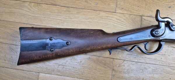 Très belle carabine Gallagher - Poudre noire et cartouches métalliques - Cal .54 - Arme de cavalerie de l'Union durant la Guerre de Sécession et de la guerre franco-prussienne de 1870-1871 -  Rare fabrication Erma à canon Lothar Walther pour Navy Arms - Arme de 1978 très rare et en excellent état - TBE ++ – Image 3