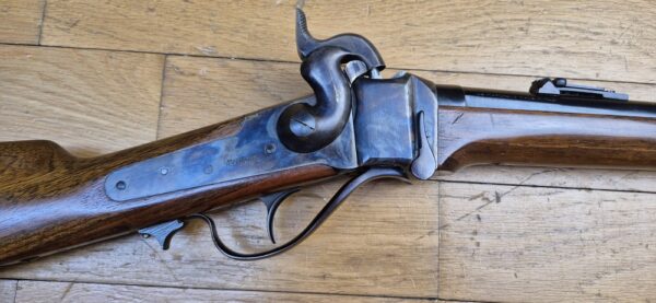 Très belle carabine de Cavalerie Sharps modèle 1863 - Fabrication de qualité IAB Marcheno - Arme à poudre noire  - Cal.54 - Arme de 1977 - Réplique peu courante et en excellent état - TBE++ – Image 4