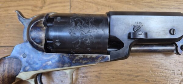 Énorme Révolver Colt Walker - Cal .44 PN - Fabrication Army San Marco de 1989 - Bronzage et jaspage superbes et présents à 100% - Excellente mécanique - Énorme canon 9 pouces avec rayures bien nettes - Très peu tiré - TBE- – Image 3