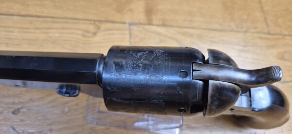Énorme Révolver Colt Walker - Cal .44 PN - Fabrication Army San Marco de 1989 - Bronzage et jaspage superbes et présents à 100% - Excellente mécanique - Énorme canon 9 pouces avec rayures bien nettes - Très peu tiré - TBE- – Image 14