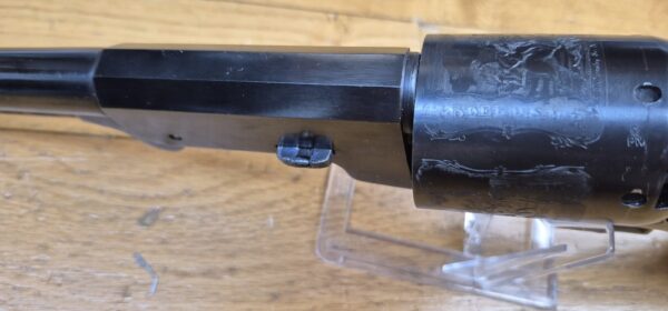 Énorme Révolver Colt Walker - Cal .44 PN - Fabrication Army San Marco de 1989 - Bronzage et jaspage superbes et présents à 100% - Excellente mécanique - Énorme canon 9 pouces avec rayures bien nettes - Très peu tiré - TBE- – Image 15