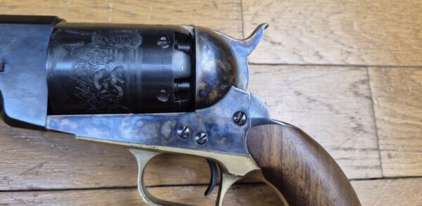 Énorme Révolver Colt Walker - Cal .44 PN - Fabrication Army San Marco de 1989 - Bronzage et jaspage superbes et présents à 100% - Excellente mécanique - Énorme canon 9 pouces avec rayures bien nettes - Très peu tiré - TBE- – Image 19