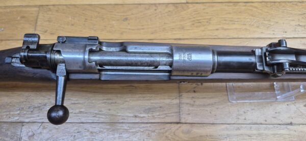 Magnifique fusil G98 - Gewehr 1898 - Arsenal Spandau en 1900 - Calibre d'origine 8x57 IS - Intégralement Mono matricule sauf la baguette conforme - Bretelle cuir marron d'origine -  Attribution prestigieuse au 1er Grenadier Kronprinz "1. R. 4. 150."- TBE+ – Image 18