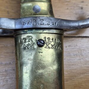 Très belle baïonnette prussienne modèle 1871 – Rare Fabricant F.A. HERMES à Solingen  – Arme et fourreau en excellent état – au 67° Régiment Ersatz de Metz -TBE+