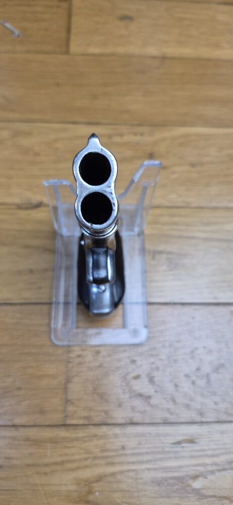 Iconique pistolet double Derringer Remington M95 - Cal 41 annulaire dit .41RF - peu courant et recherché Type I tardif - L'arme des saloons de 1870/1880 ! - Très belle finition nickelée d'origine - Excellent état mécanique - Bons canons - Éjection parfaite - Plaquettes ébonite en très bon état - 14.000 exemplaires seulement ! - Un "joker" dans la manche d'un As en excellent état - TBE+/TBE++ – Image 18