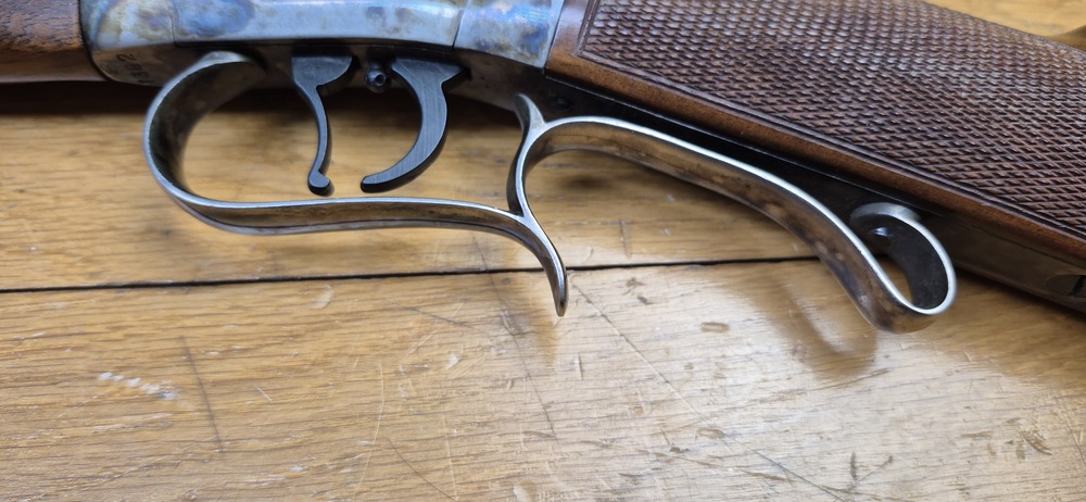 Très belle reproduction de Carabine de précision Edwin Wesson - Modèle vers 1845/49 - Cal .50 - Fabrication Italienne Moffra di Mainardi pour Hege en Allemagne - Arme poudre noire réputée pour sa précision longue distance - Très belles finitions - Jaspage à 90% - Bois en TBE - Très beau canon - Excellente mécanique - Arme de 1978 - Superbe et rare dans le monde poudre noire- TBE++ – Image 34