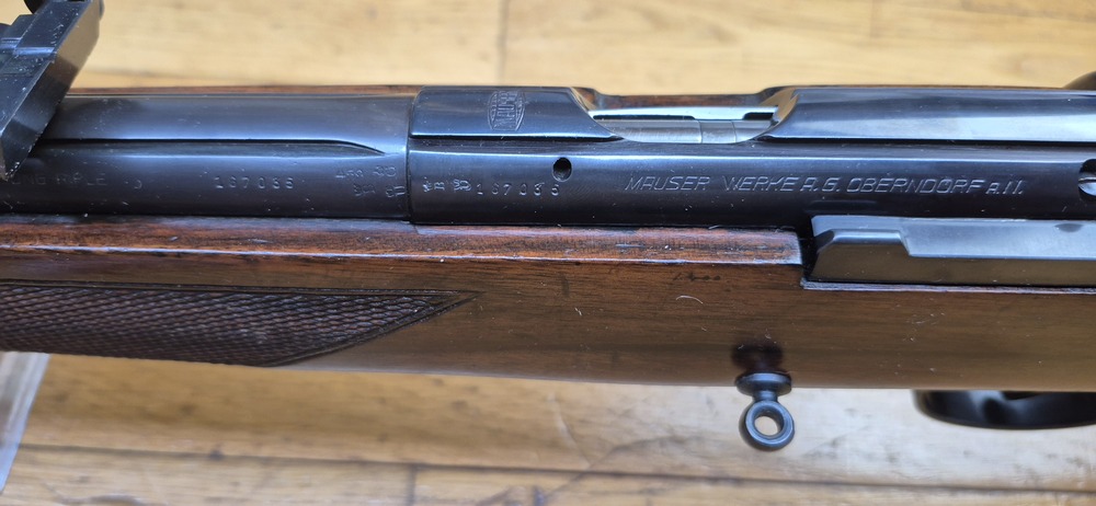 Très belle carabine de compétition Mauser ES350 B - III° Reich - Modèle Meisterschaftsbüchse - 22LR - Arme de l'automne 1936 - Mono-matricule - Canon Premium - Dioptre Mauser d'origine (démontable) - Excellent état - TBE++