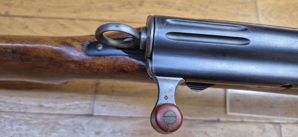 Rare Carabine suisse 05/11 - Sur base de carabine de cavalerie 1905 système 1889 Schmidt Rubin modifiée 1911 - Munition GP11 en 7,5 x 55 Suisse - Bons bois mais avec entures - Mécanique impeccable et canon très beau - Excellente petite carabine en cat. D - BE/BE+ – Image 22